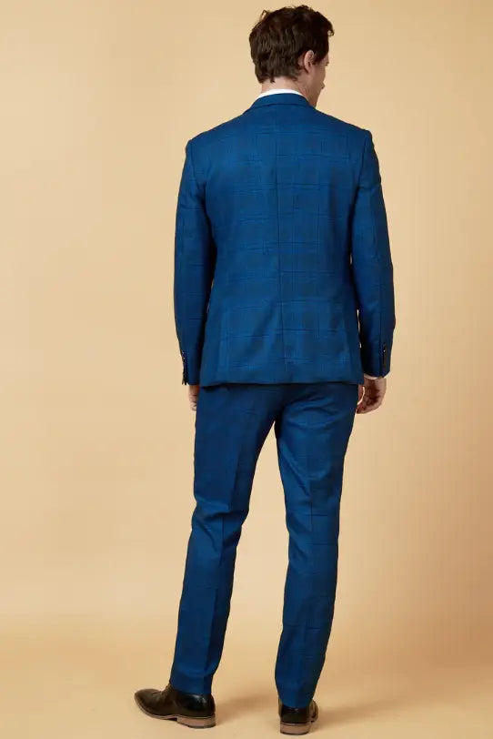 2-delig pak - navy heren kostuum - check Jerry blue suit 2pc