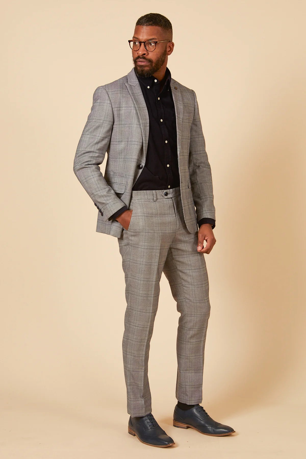 2 - delig pak - heren kostuum grijs - check Jerry grey suit
