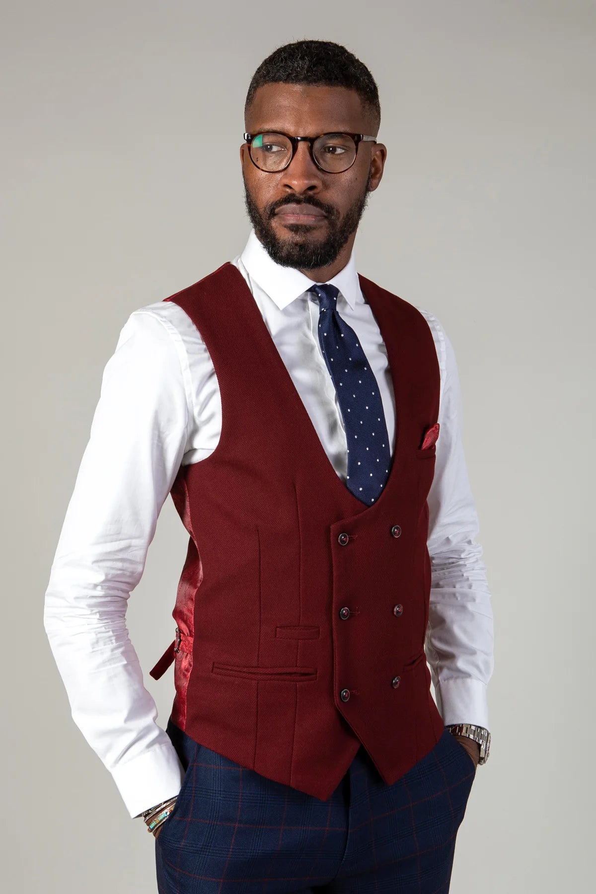 Kelvin Wine Red Gilet - Double Breasted - gilet