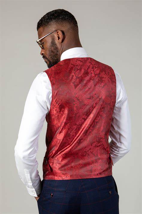 Kelvin Wine Red Gilet - Double Breasted - gilet