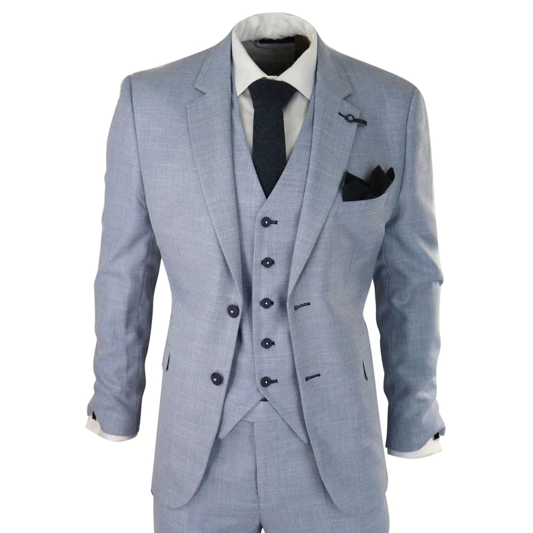 Driedelig pak Cavani Miami sky slim fit suit - driedelig pak