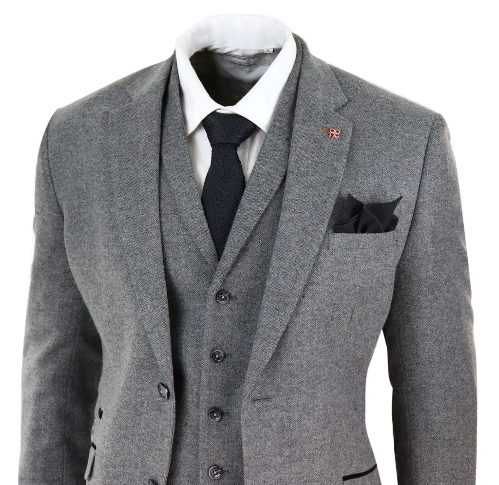 Cavani - Driedelig pak - Martez grey tweed - driedelig pak