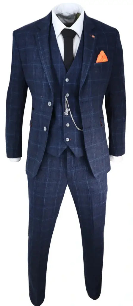 Driedelig tweed pak Cody blue - driedelig pak