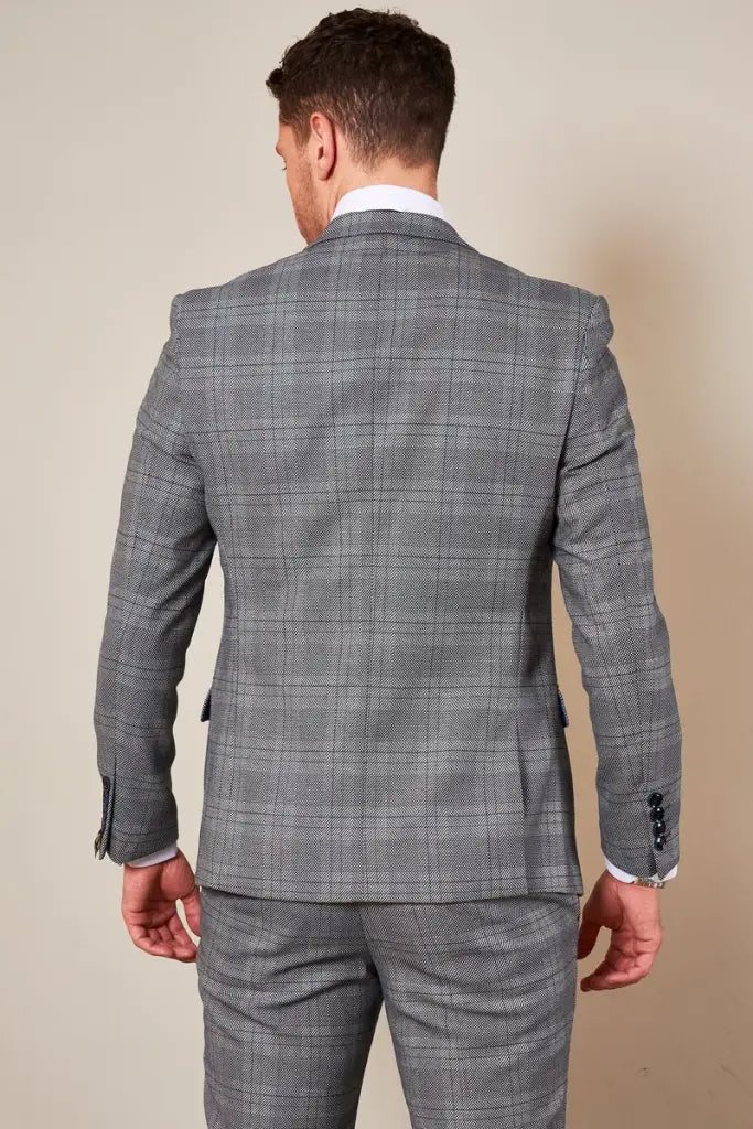 2-delig pak - heren kostuum grijs - check Jerry grey suit