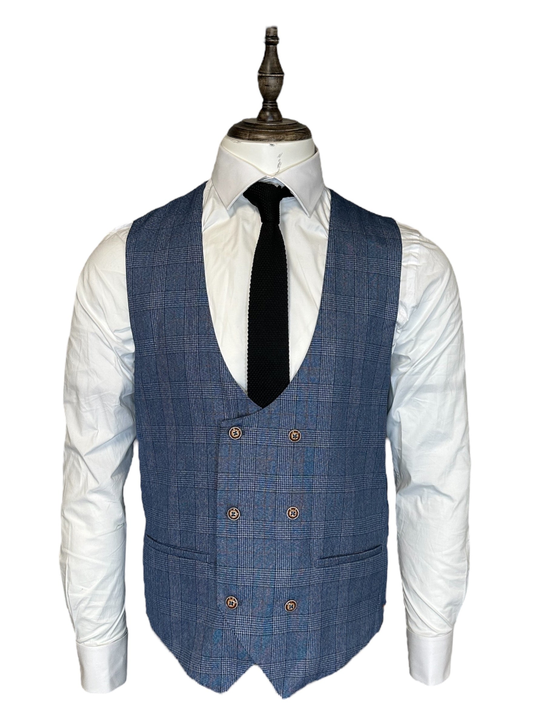 Marc Darcy - Gilet George Light Blue Check