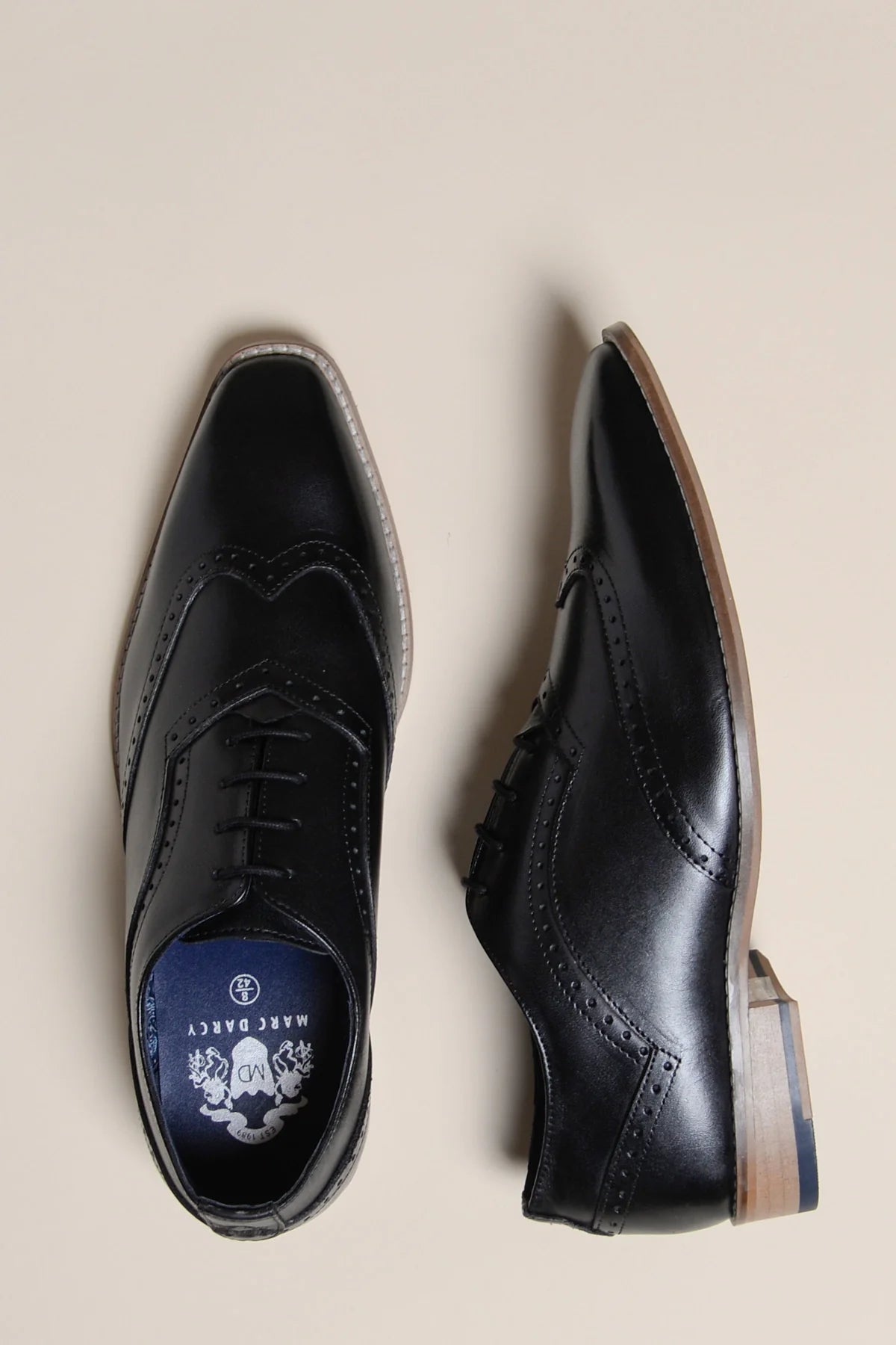 Zwarte leren schoenen, Marc Darcy Dawson - Wingtip brogue
