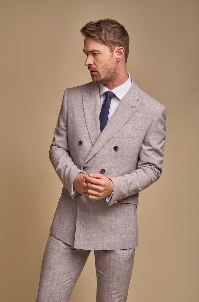 2-delig pak - double breasted grey heren kostuum - Cavani Tokyo grey suit 2pc