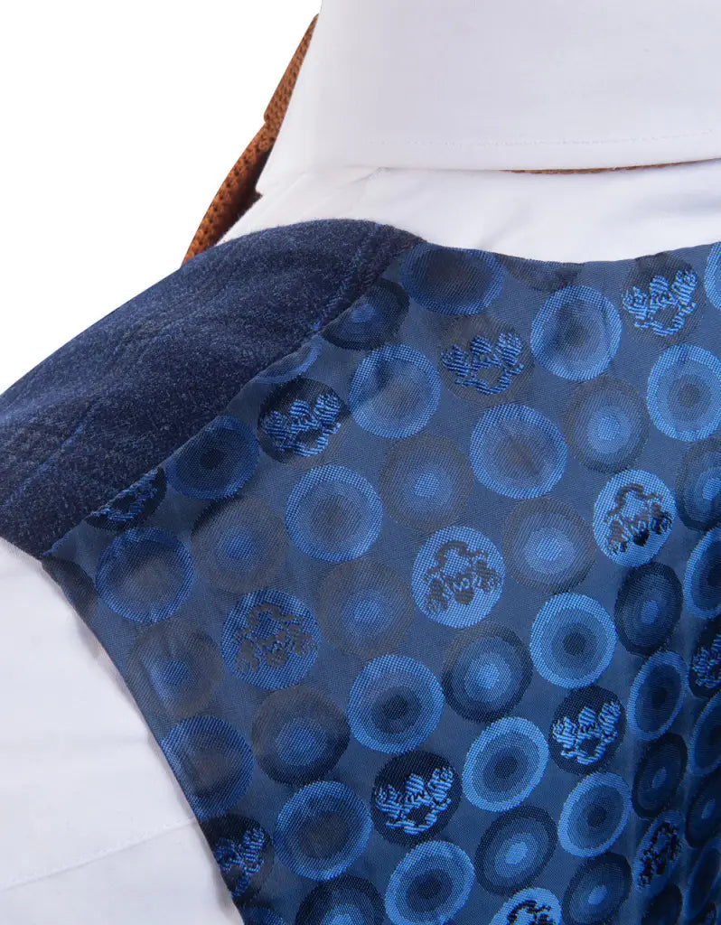 Blauw pak met ruit - Chigwell tweedsuit - driedelig pak