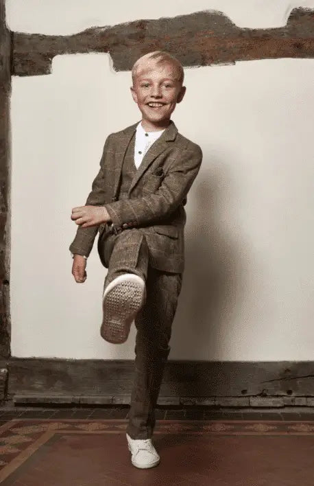 Driedelig pak voor kinderen - Tan Tweed - kinder pak