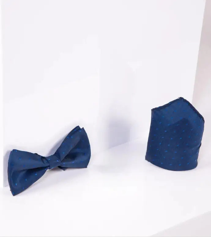 Marc Darcy Gentlemens set Blue dot vlinderdas met pochet -