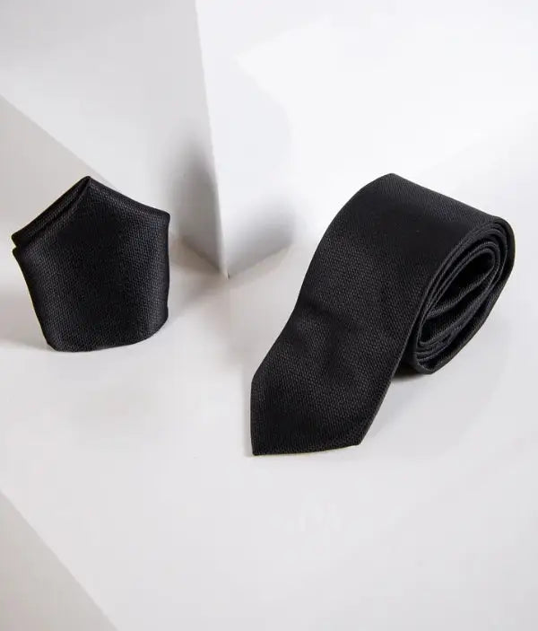 Marc Darcy Gentlemens set Iconic Black stropdas met pochet -