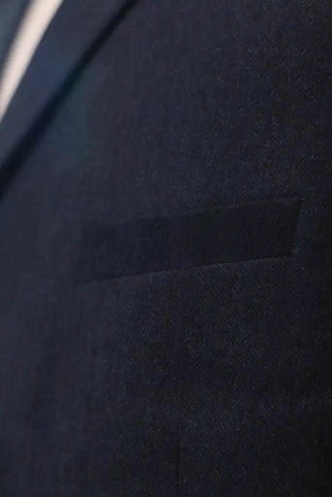 TAVERNY Chief - Heren pak Navy tweed - driedelig pak
