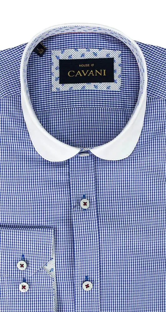Cavani Overhemd royal blue / ronde boord - M - overhemd