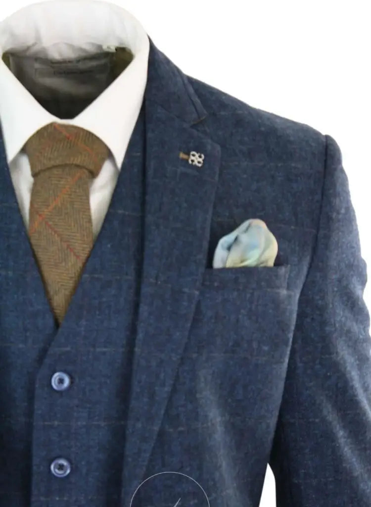Driedelig pak Cavani Peaky stijl - Carnegi Navy Tweed Suit -