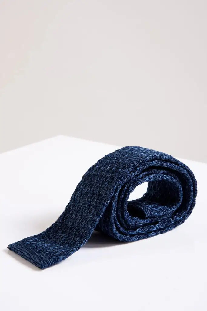 Stropdas Marc Darcy blue marl knitted - stropdas