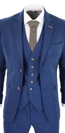 Men's suit-blue-three-piece